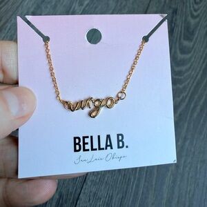 Virgo Bubbly Cursive Zodiac Necklace in Gold